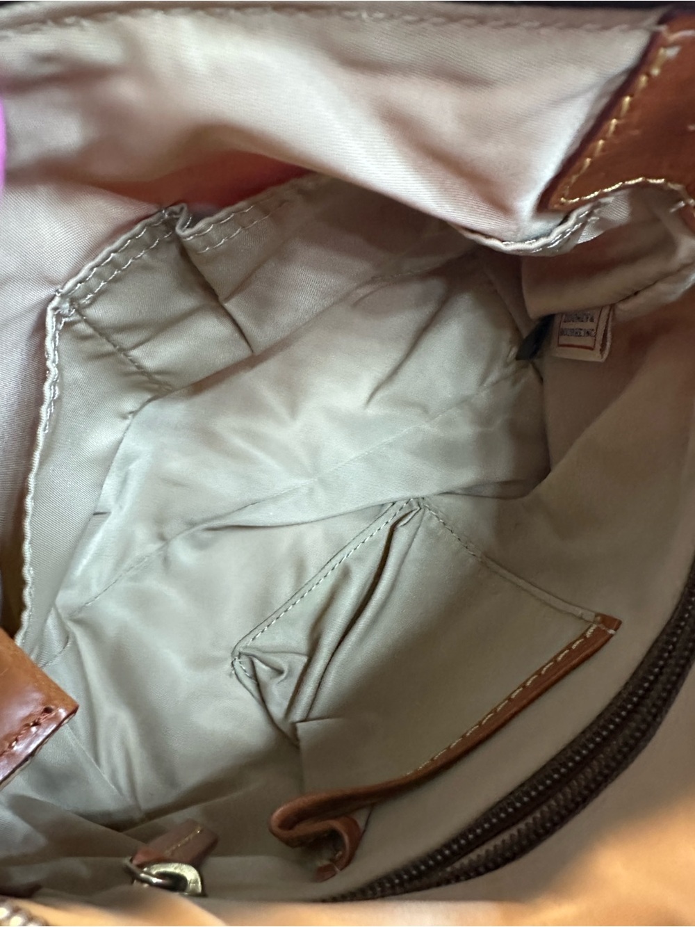 Dooney & Bourke Orange Shoulder Wristlet with Brown Strap - Picture 7 of 7